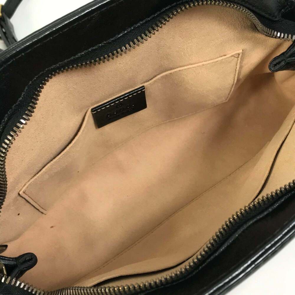 GUCCI Black Leather GG Marmont Shoulder Bag - Picture 14 of 16